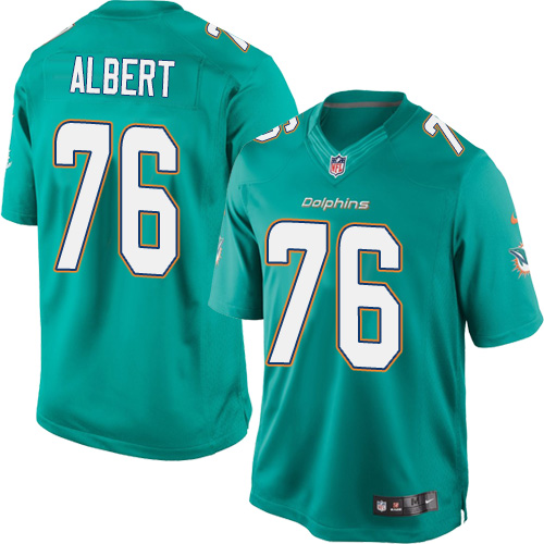 Men's Limited Branden Albert Nike Jersey Aqua Green Home - #76 NFL Miami Dolphins